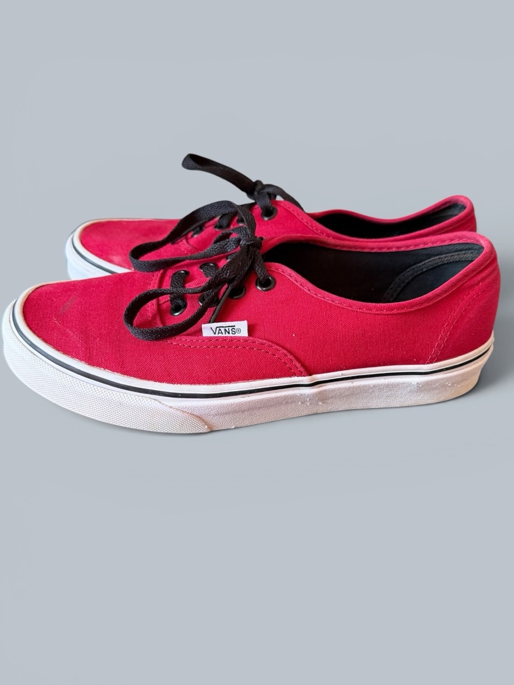 Vans Red Canvas Low-Top Sneakers with Black Laces